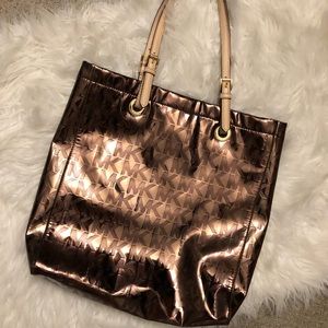 Michael Kors Jet Set Mirror metallic brown tote